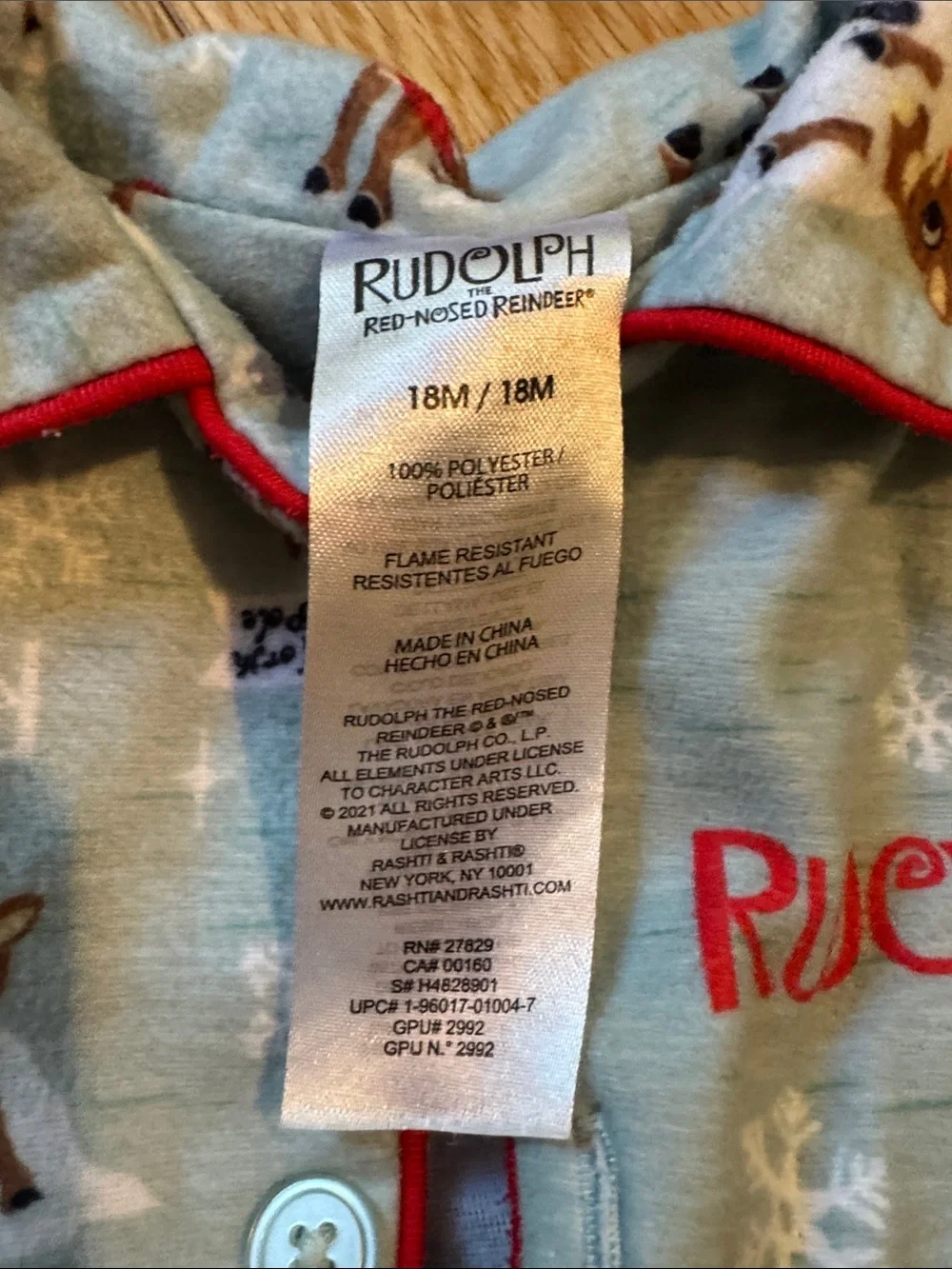 Rudolph Light Blue Kids Pajama Set - Two-Piece Holiday Sleepwear